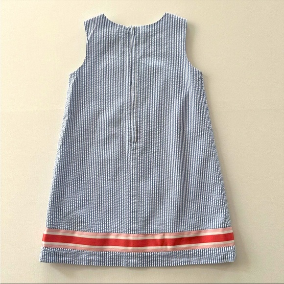 Vineyard Vines Preppy Seersucker Whale Shift Dress Easter Pink Ribbon Trim Sz 4T - Picture 4 of 6